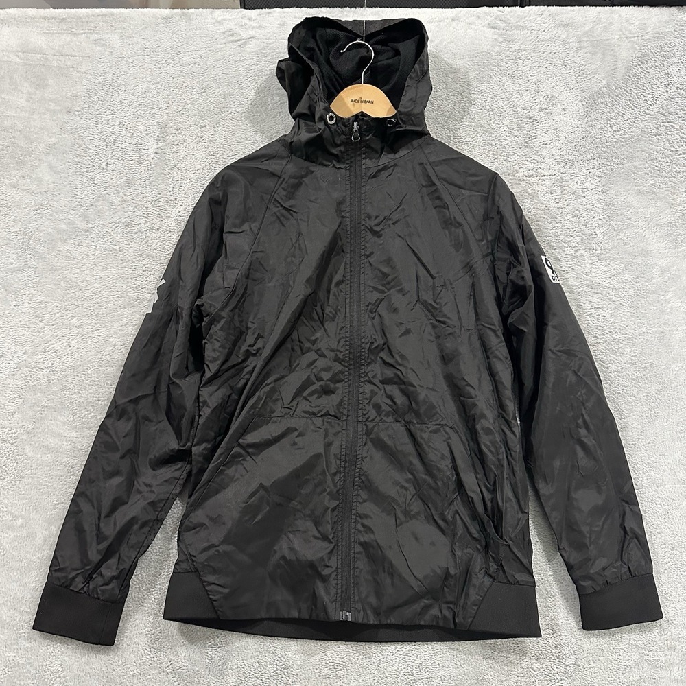 Dutch Bros Coffee Windbreaker Jacket Unisex Medium Hooded Pockets Full Zip Black